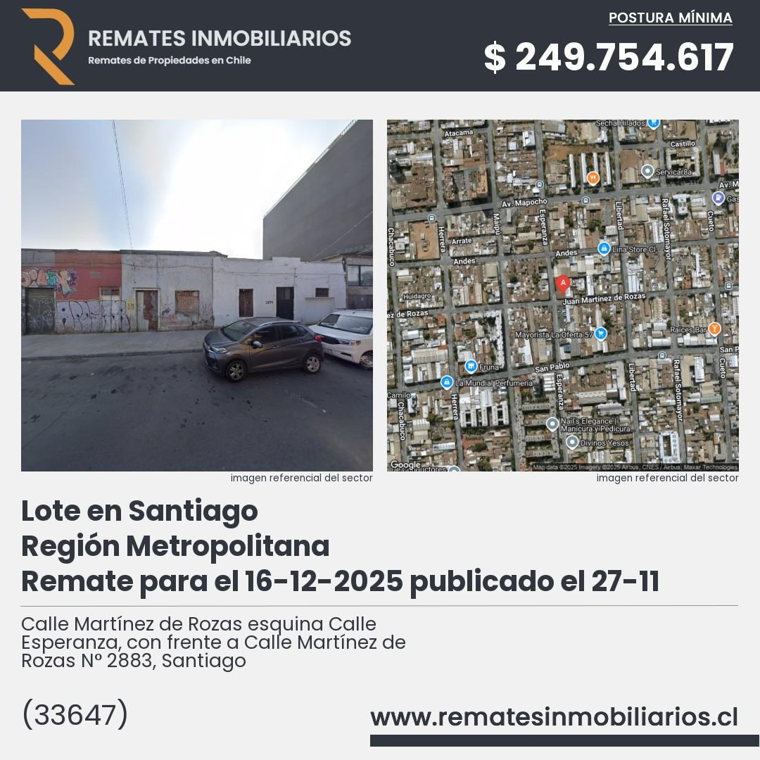 Imagen ficha Calle Martínez de Rozas esquina Calle Esperanza, con frente a Calle Martínez de Rozas N° 2883, Santiago