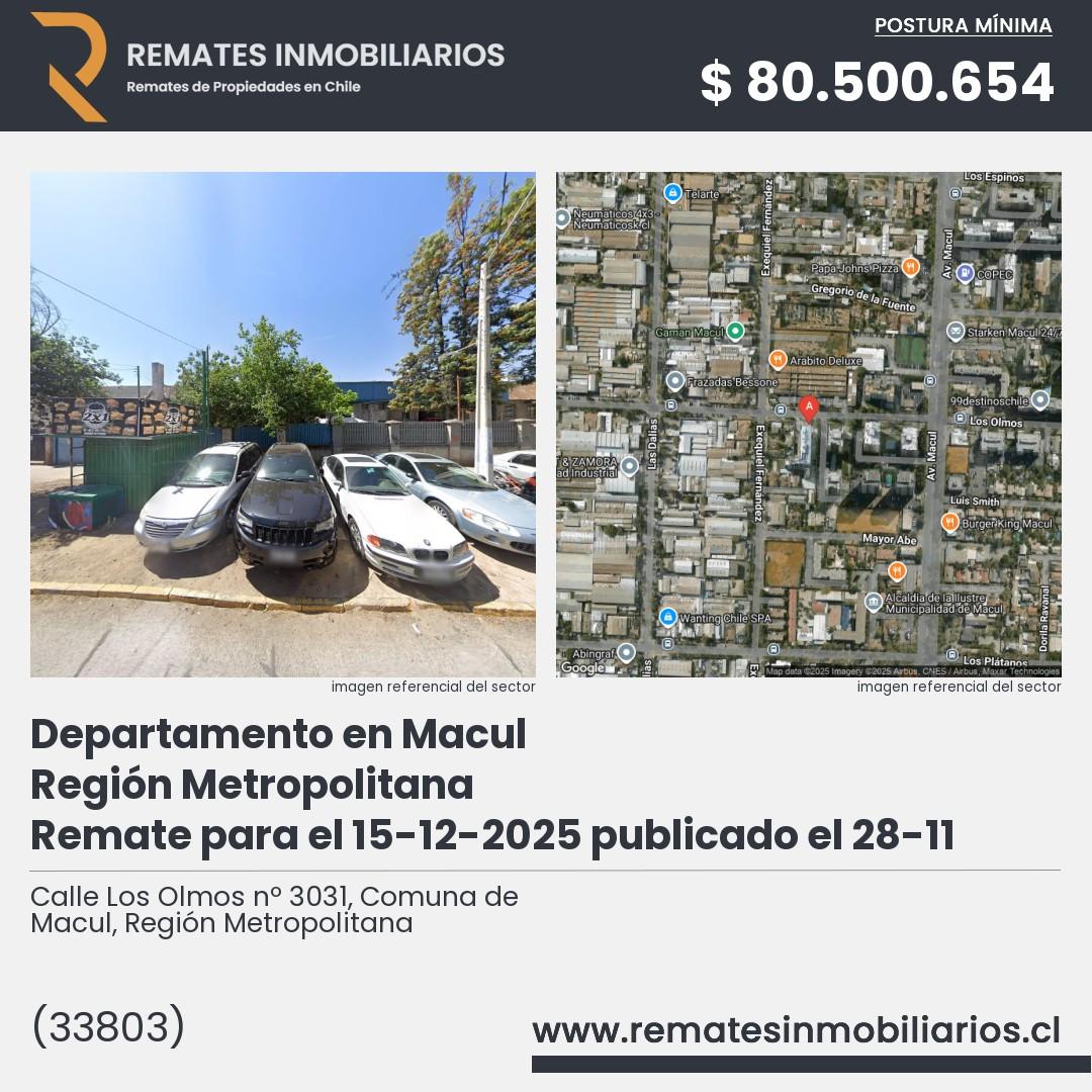 Imagen ficha Calle Los Olmos nº 3031, Comuna de Macul, Región Metropolitana