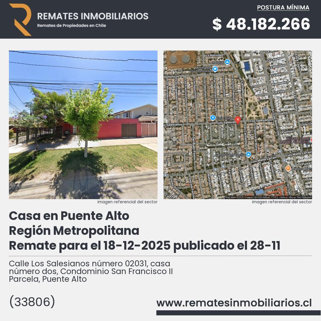 Imagen ficha Calle Los Salesianos número 02031, casa número dos, Condominio San Francisco II Parcela, Puente Alto