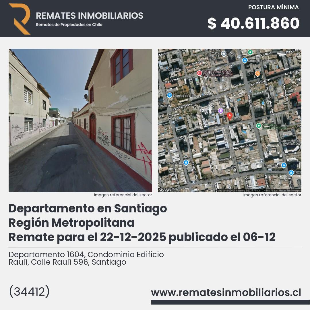 Imagen ficha Departamento 1604, Condominio Edificio Raulí, Calle Raulí 596, Santiago