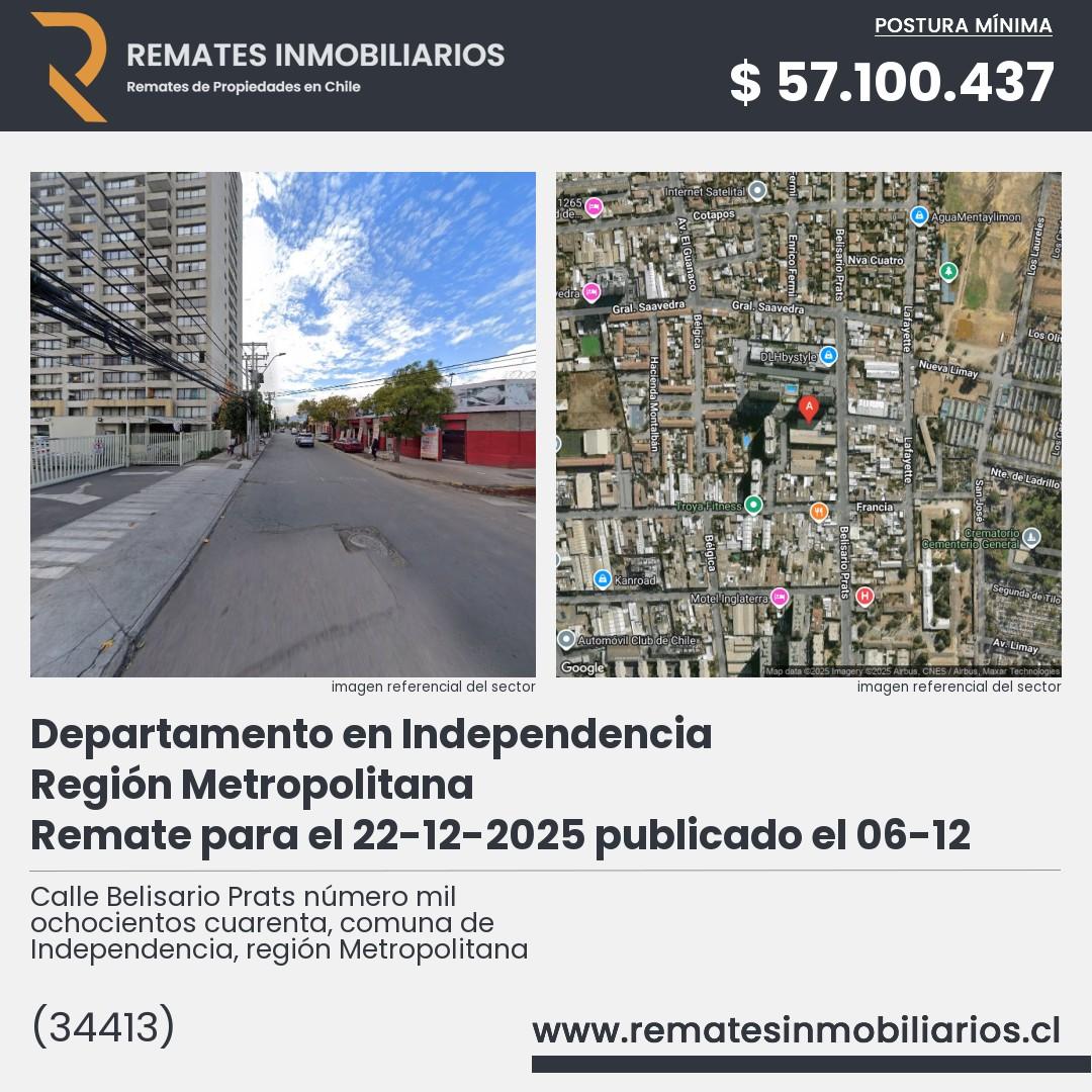 Imagen ficha Calle Belisario Prats número mil ochocientos cuarenta, comuna de Independencia, región Metropolitana