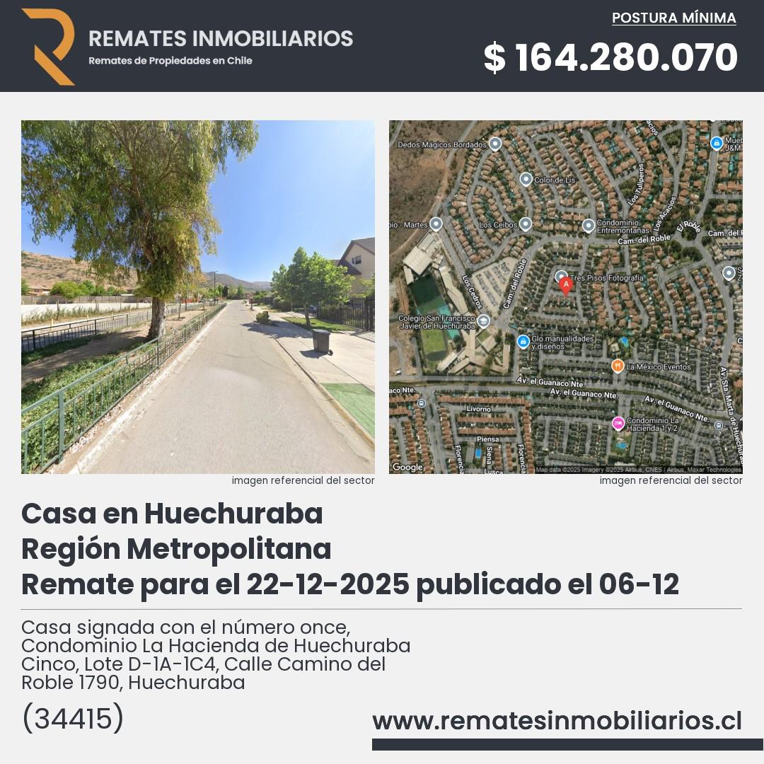Imagen ficha Casa signada con el número once, Condominio La Hacienda de Huechuraba Cinco, Lote D-1A-1C4, Calle Camino del Roble 1790, Huechuraba