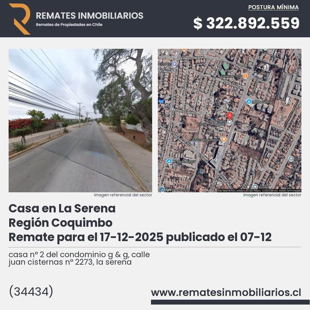 Imagen ficha casa n° 2 del condominio g & g, calle juan cisternas n° 2273, la serena