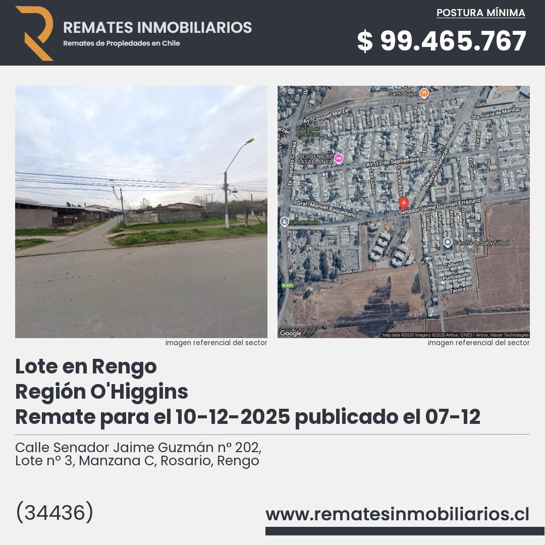 Imagen ficha Calle Senador Jaime Guzmán n° 202, Lote nº 3, Manzana C, Rosario, Rengo