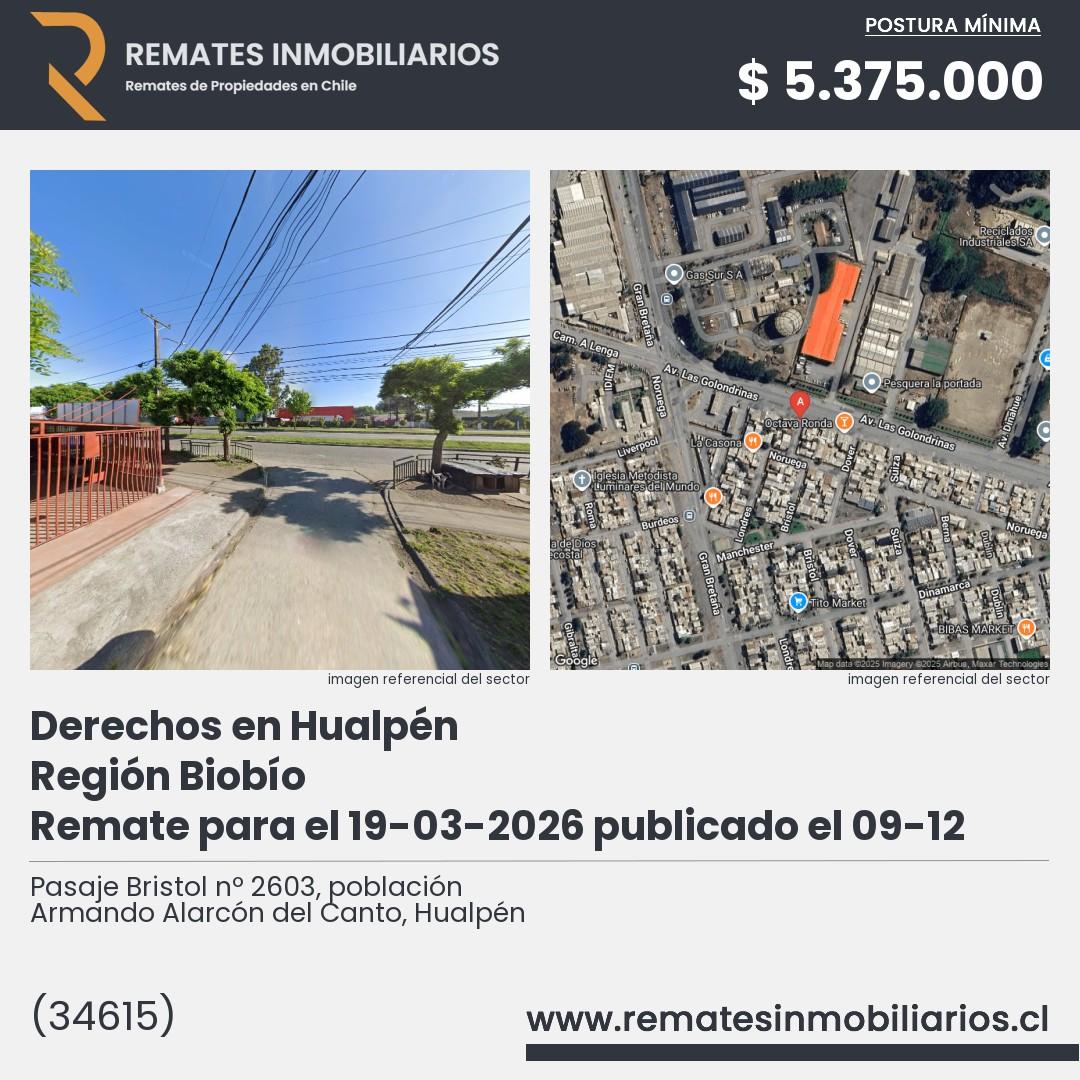 Imagen ficha Pasaje Bristol nº 2603, población Armando Alarcón del Canto, Hualpén