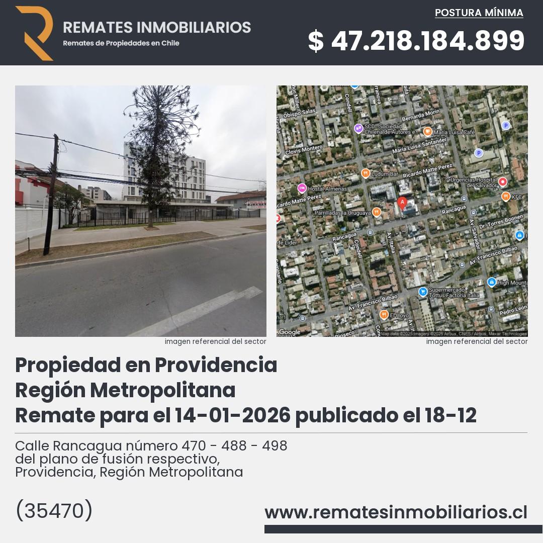 Imagen ficha Calle Rancagua número 470 - 488 - 498 del plano de fusión respectivo, Providencia, Región Metropolitana