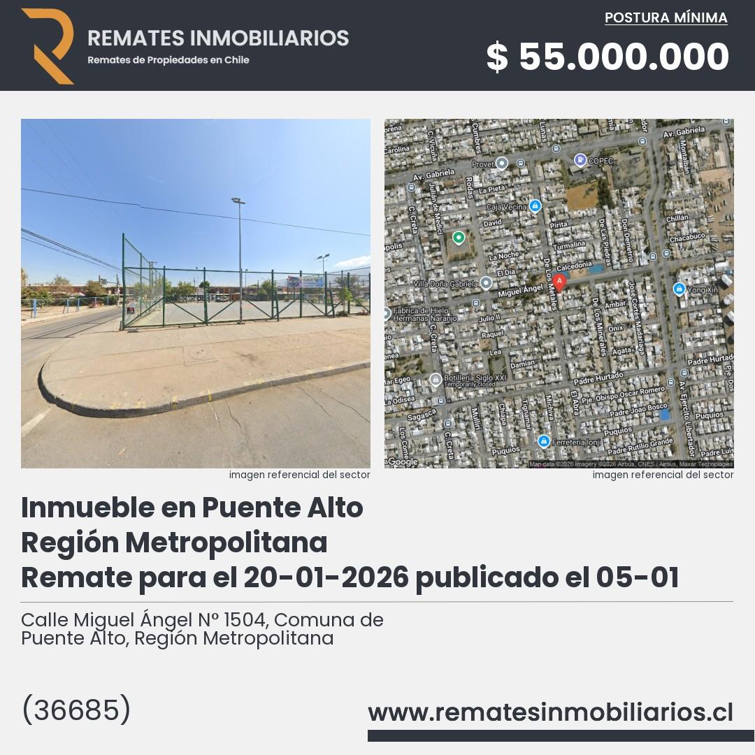 Imagen ficha Calle Miguel Ángel N° 1504, Comuna de Puente Alto, Región Metropolitana