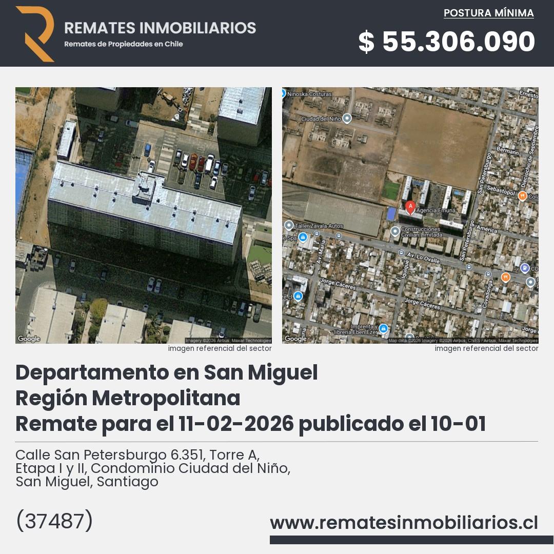Imagen ficha Calle San Petersburgo 6.351, Torre A, Etapa I y II, Condominio Ciudad del Niño, San Miguel, Santiago