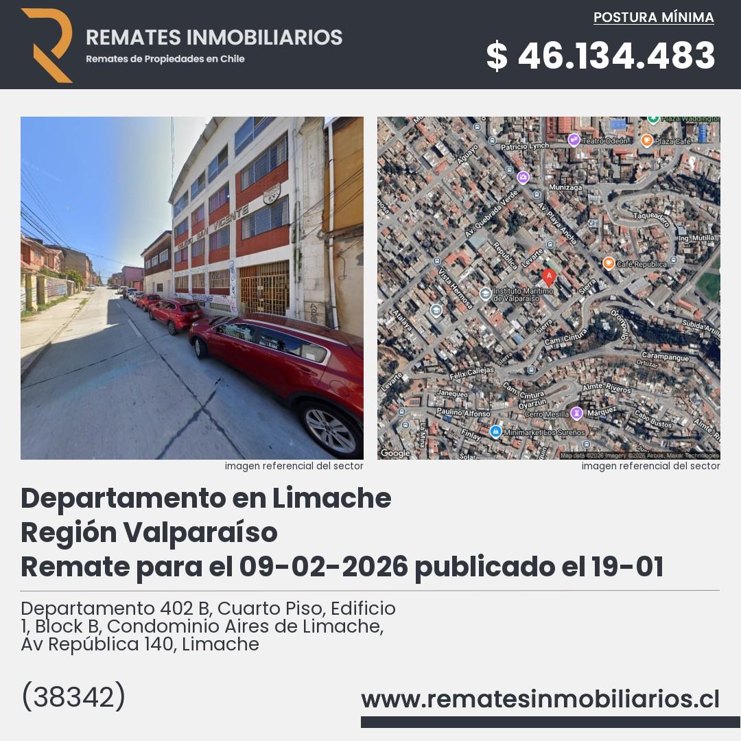 Imagen ficha Departamento 402 B, Cuarto Piso, Edificio 1, Block B, Condominio Aires de Limache, Av República 140, Limache