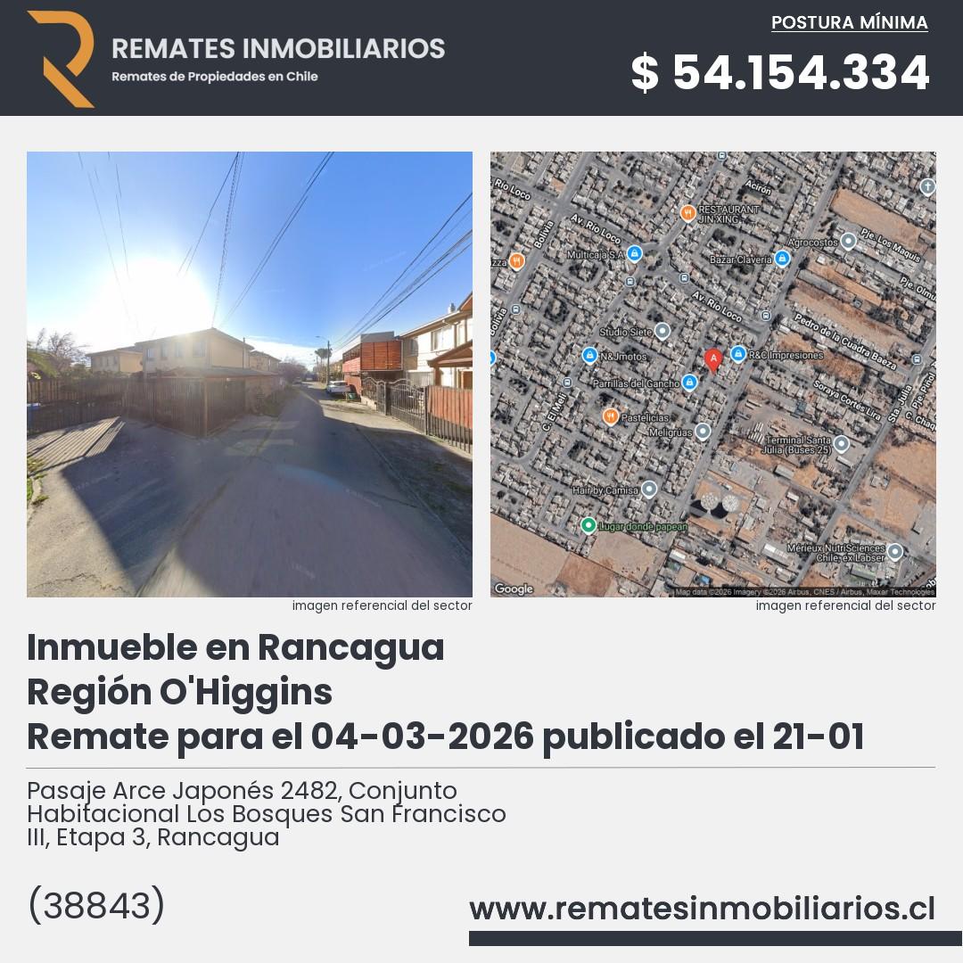 Imagen ficha Pasaje Arce Japonés 2482, Conjunto Habitacional Los Bosques San Francisco III, Etapa 3, Rancagua