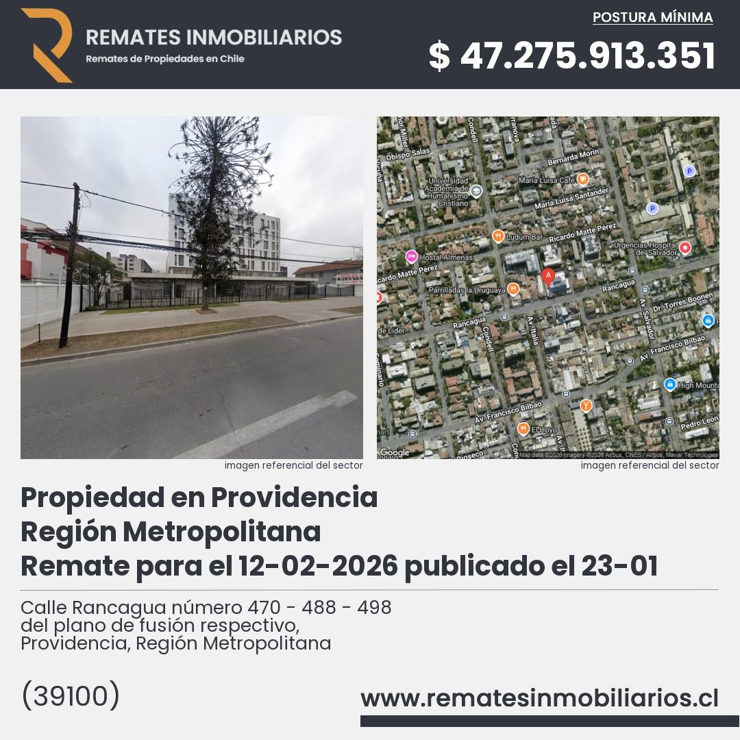 Imagen ficha Calle Rancagua número 470 - 488 - 498 del plano de fusión respectivo, Providencia, Región Metropolitana