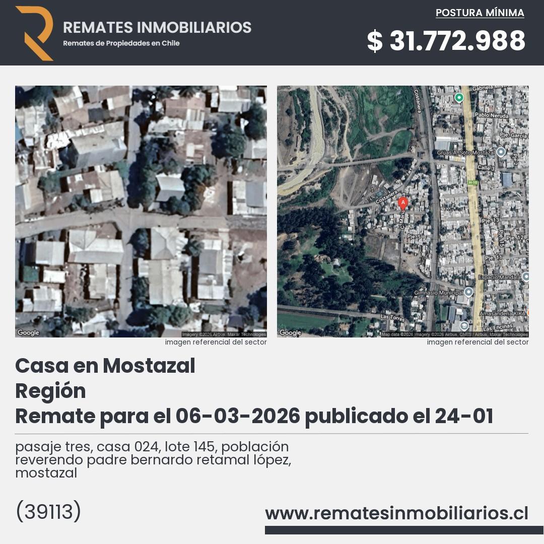Imagen ficha pasaje tres, casa 024, lote 145, población reverendo padre bernardo retamal lópez, mostazal
