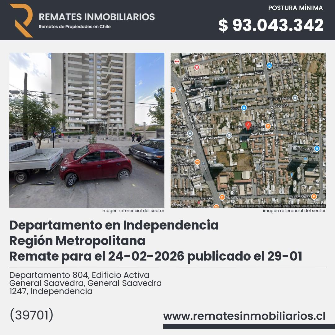 Imagen ficha Departamento 804, Edificio Activa General Saavedra, General Saavedra 1247, Independencia