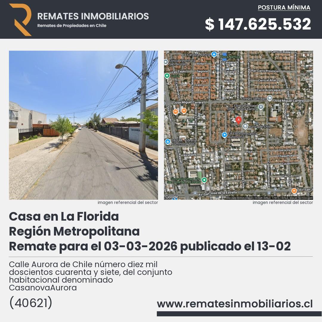 Imagen ficha Calle Aurora de Chile número diez mil doscientos cuarenta y siete, del conjunto habitacional denominado CasanovaAurora