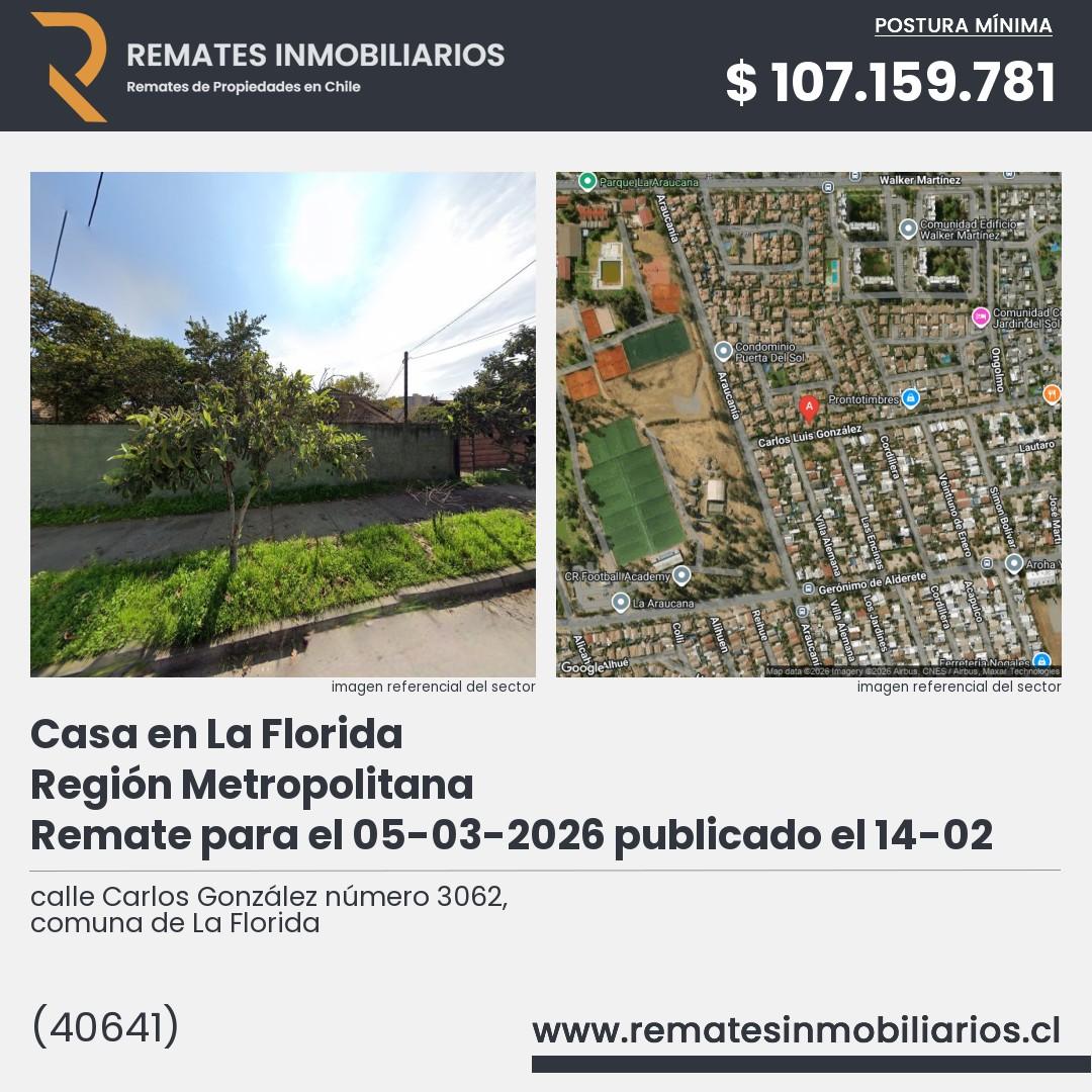 Imagen ficha calle Carlos González número 3062, comuna de La Florida