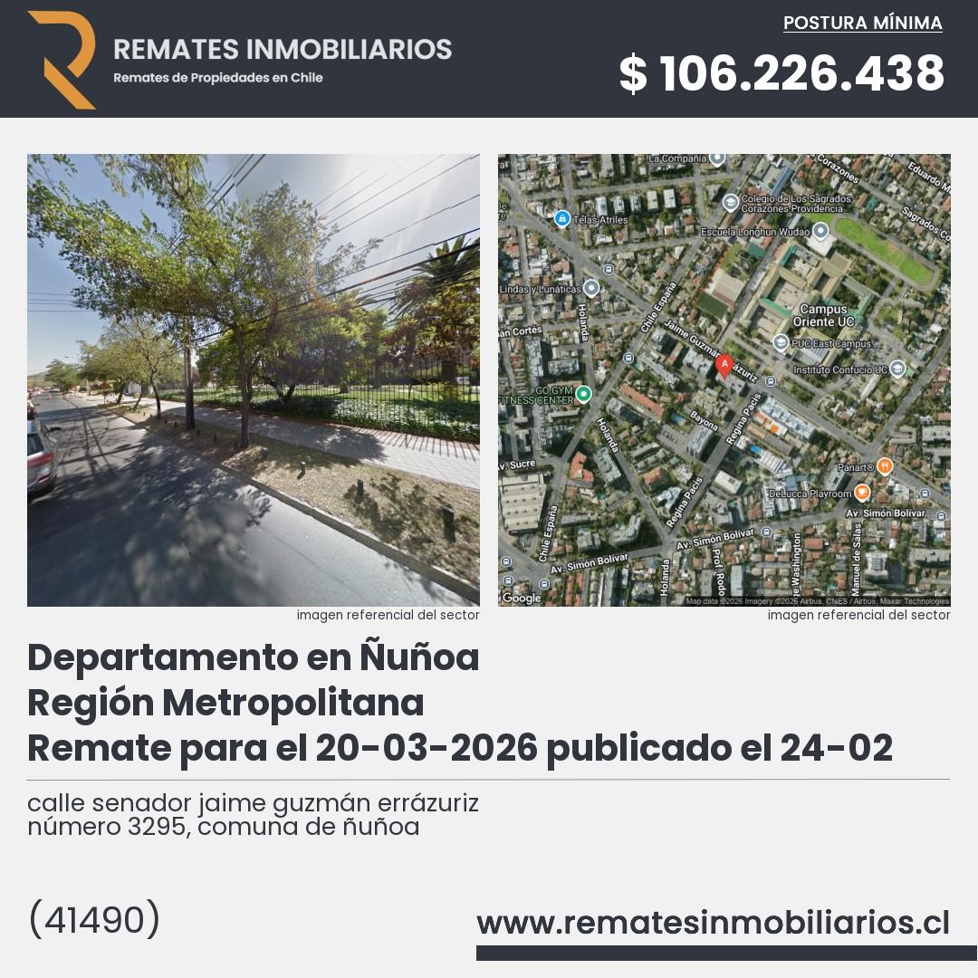 Imagen ficha calle senador jaime guzmán errázuriz número 3295, comuna de ñuñoa