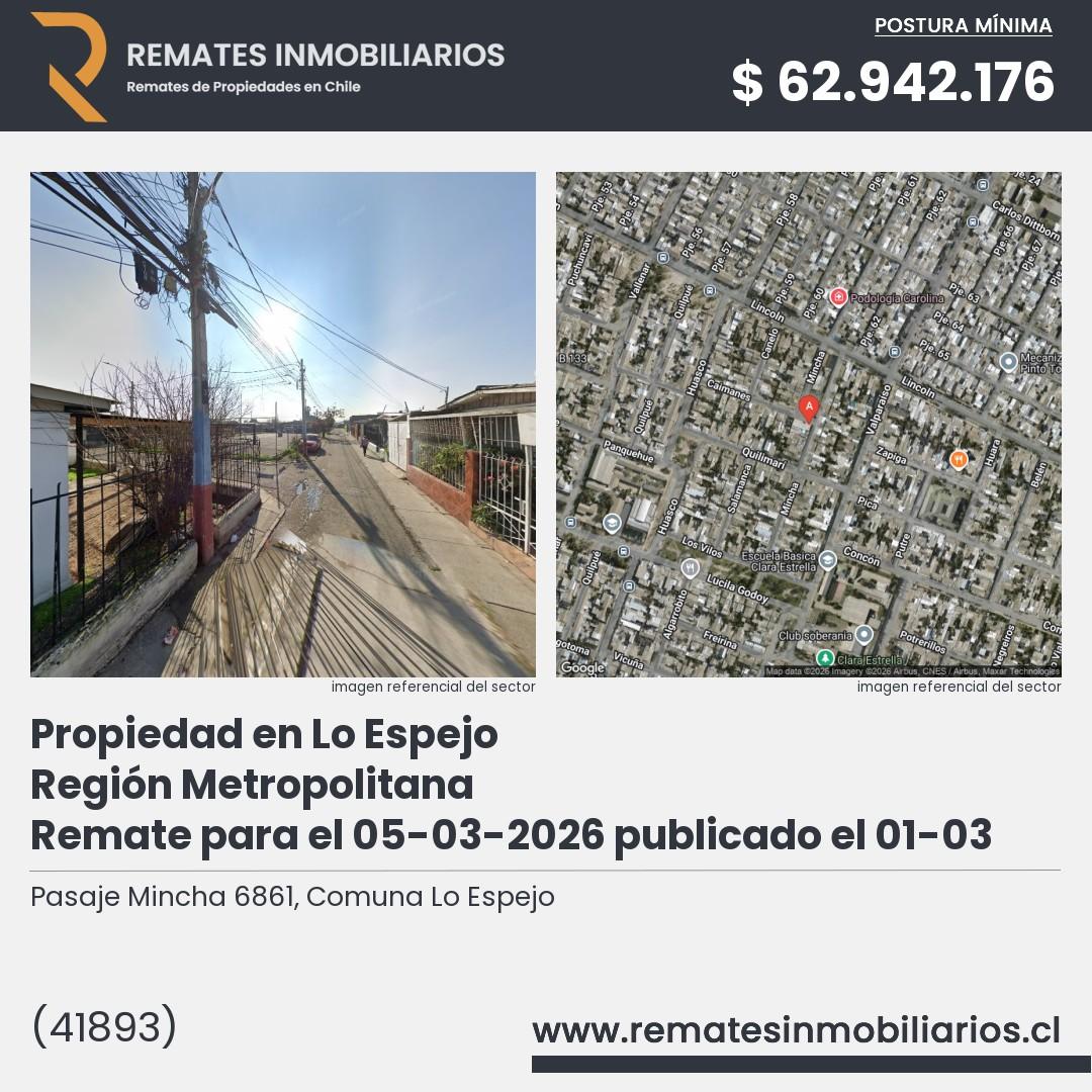 Imagen ficha Pasaje Mincha 6861, Comuna Lo Espejo