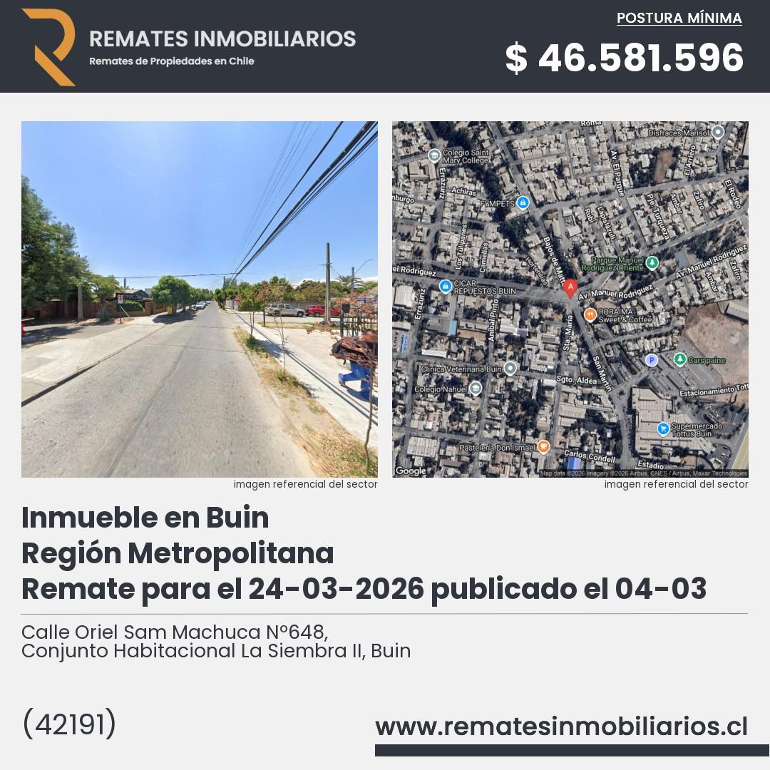 Imagen ficha Calle Oriel Sam Machuca Nº648, Conjunto Habitacional La Siembra II, Buin