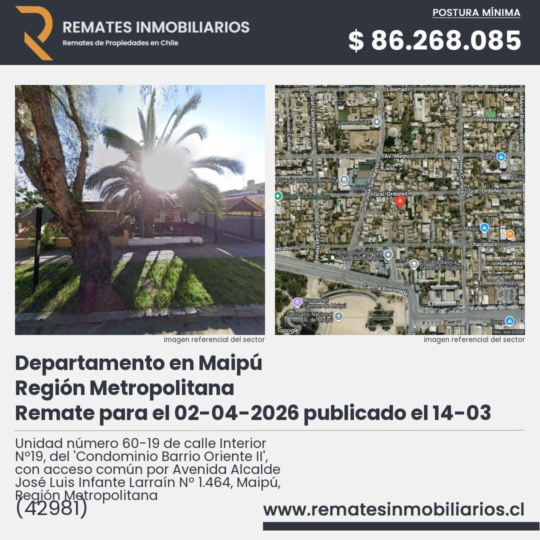 Imagen ficha Unidad número 60-19 de calle Interior Nº19, del