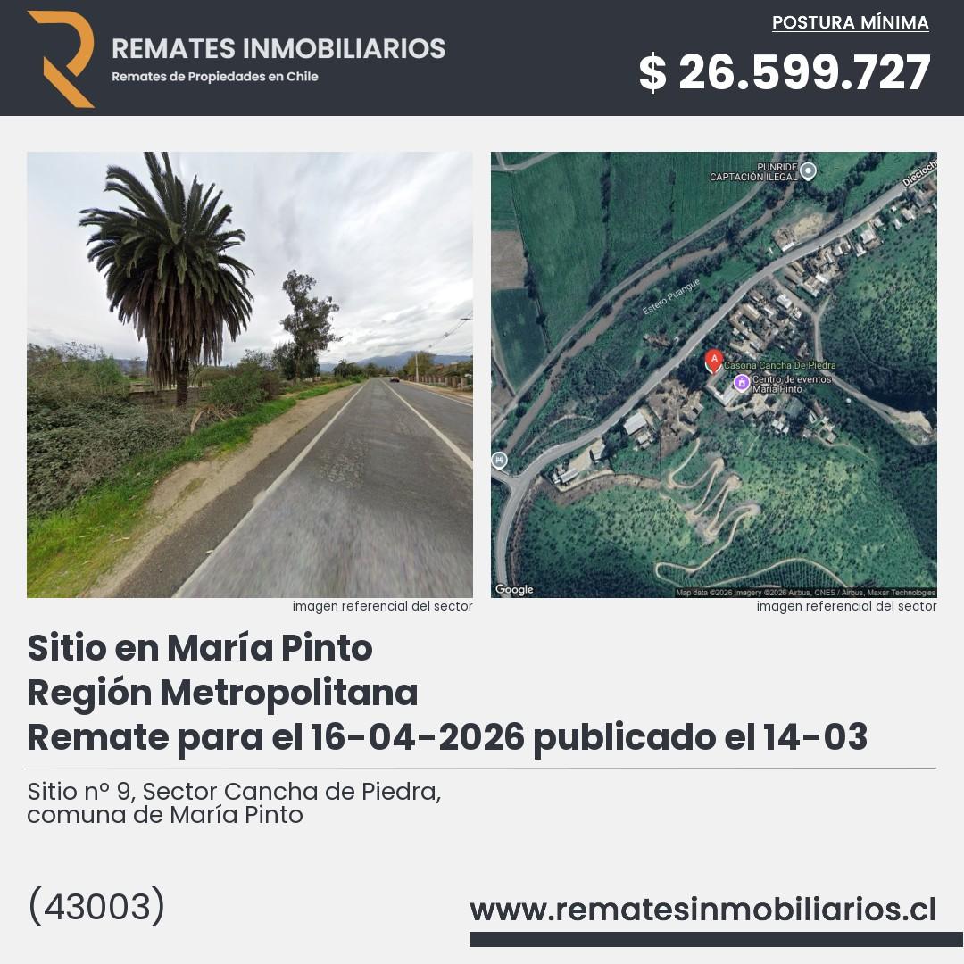 Imagen ficha Sitio nº 9, Sector Cancha de Piedra, comuna de María Pinto