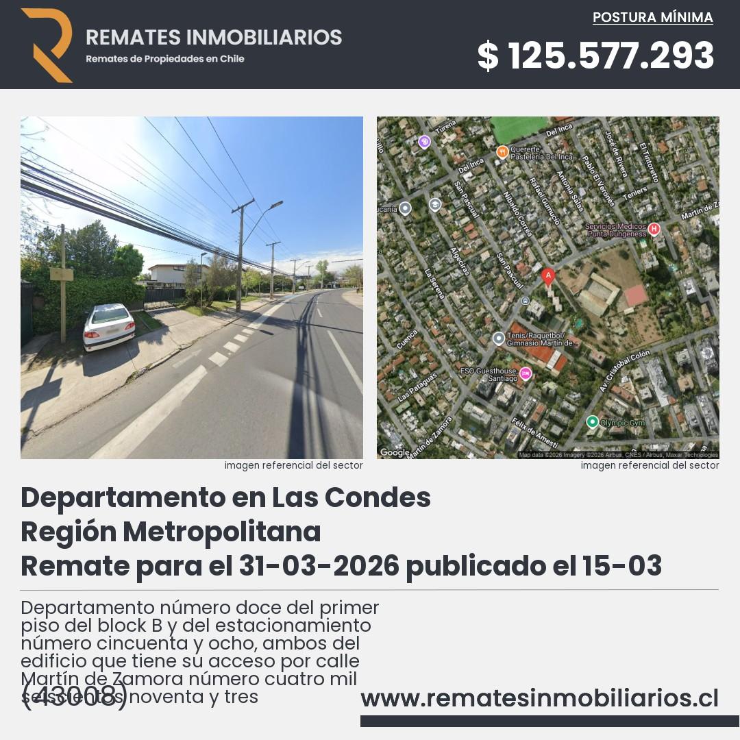 Imagen ficha Departamento número doce del primer piso del block B y del estacionamiento número cincuenta y ocho, ambos del edificio que tiene su acceso por calle Martín de Zamora número cuatro mil seiscientos noventa y tres