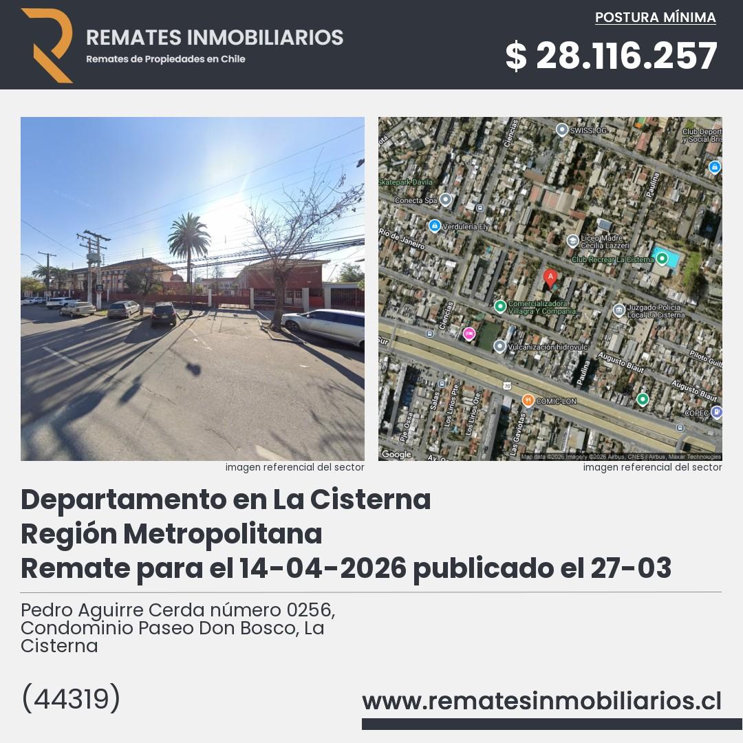 Imagen ficha Pedro Aguirre Cerda número 0256, Condominio Paseo Don Bosco, La Cisterna