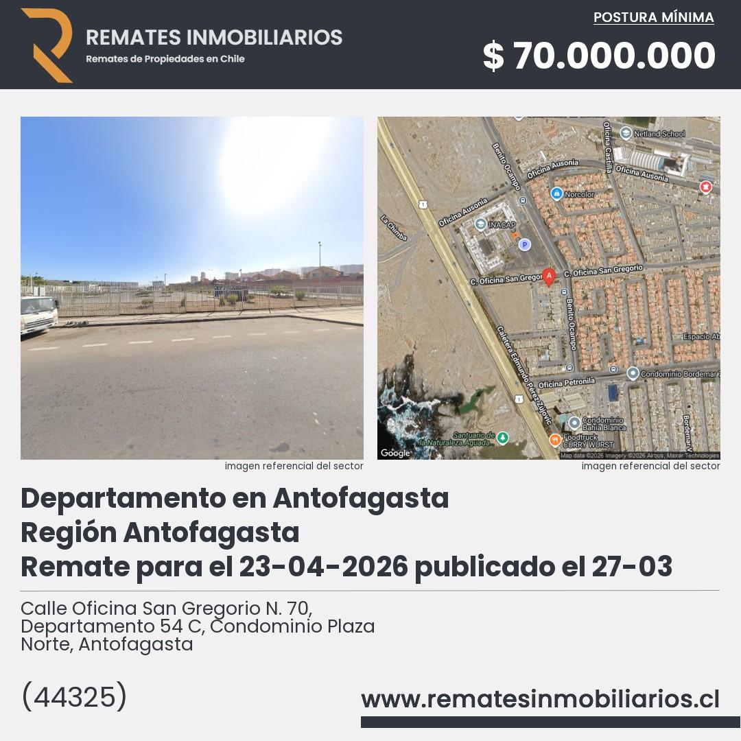 Imagen ficha Calle Oficina San Gregorio N. 70, Departamento 54 C, Condominio Plaza Norte, Antofagasta