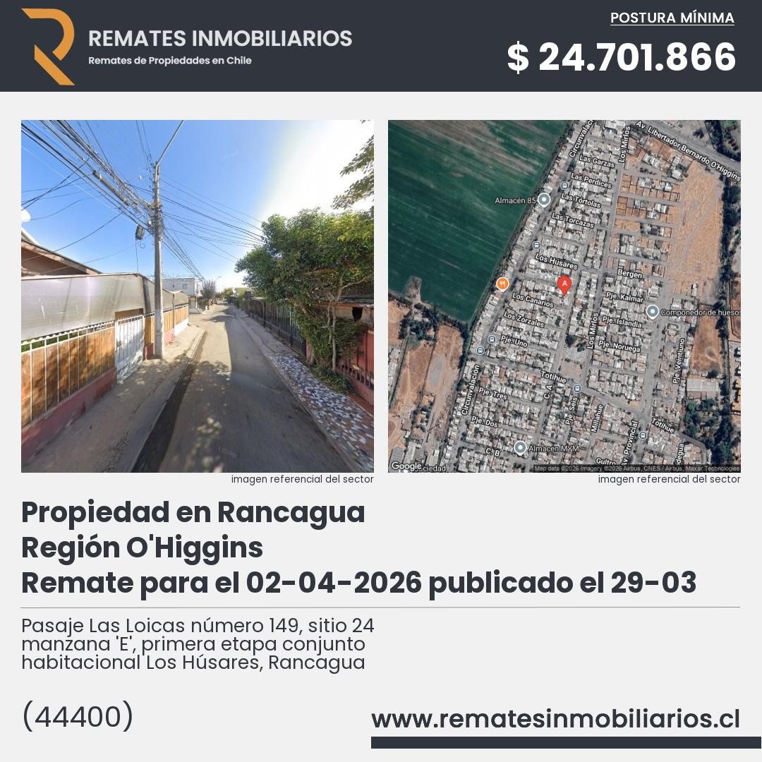 Imagen ficha Pasaje Las Loicas número 149, sitio 24 manzana