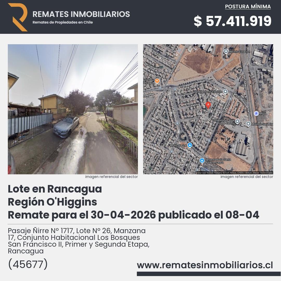 Imagen ficha Pasaje Ñirre Nº 1717, Lote Nº 26, Manzana 17, Conjunto Habitacional Los Bosques San Francisco II, Primer y Segunda Etapa, Rancagua