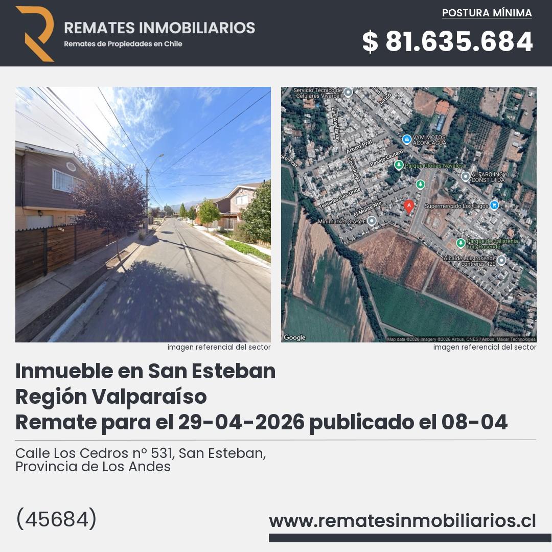 Imagen ficha Calle Los Cedros nº 531, San Esteban, Provincia de Los Andes