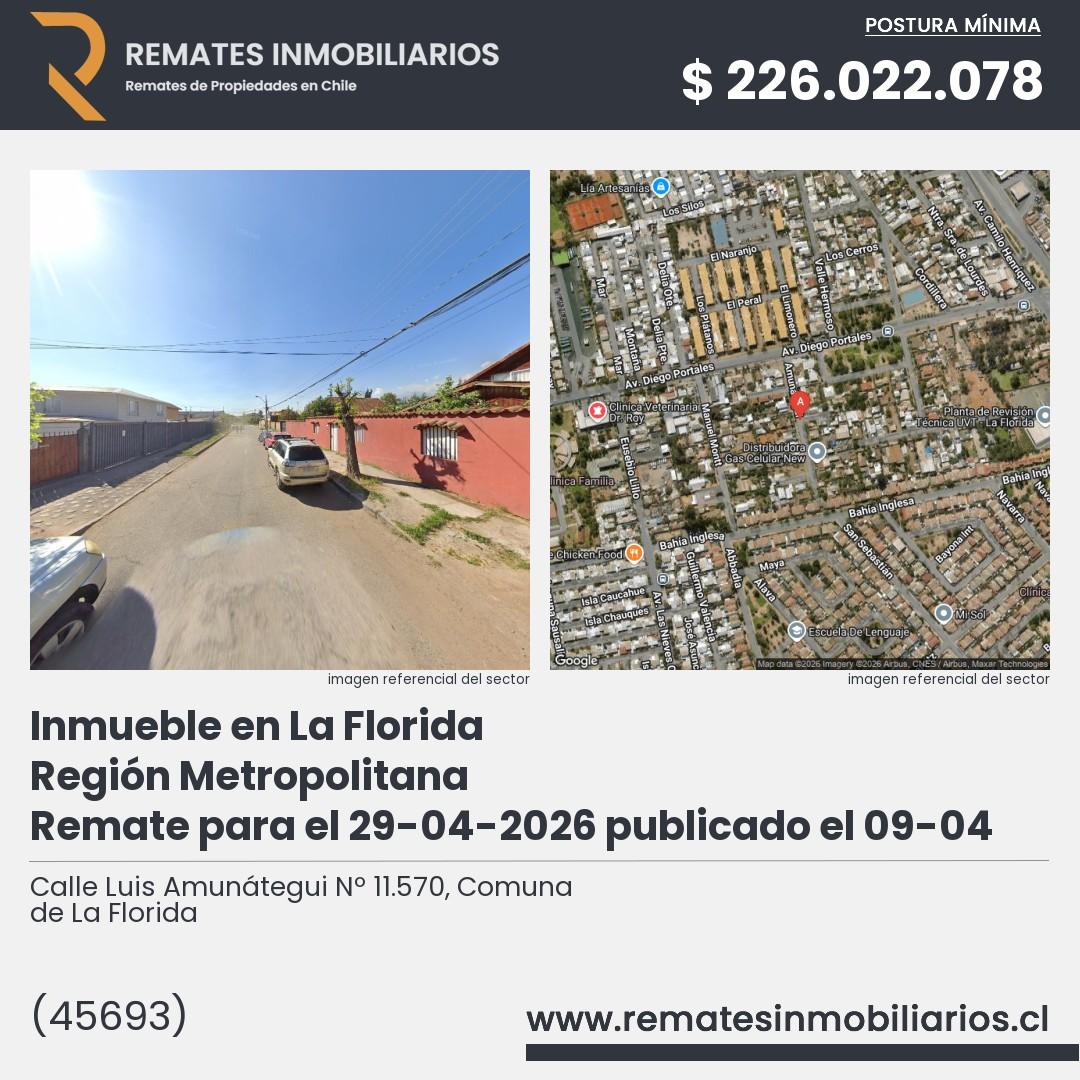 Imagen ficha Calle Luis Amunátegui Nº 11.570, Comuna de La Florida