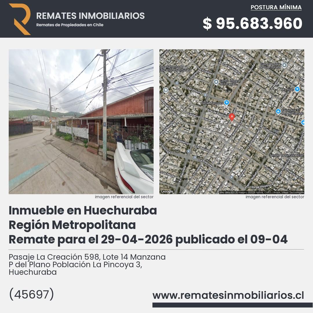 Imagen ficha Pasaje La Creación 598, Lote 14 Manzana P del Plano Población La Pincoya 3, Huechuraba