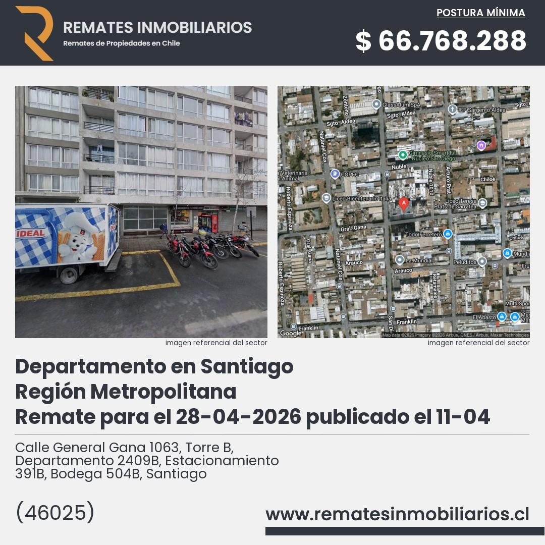 Imagen ficha Calle General Gana 1063, Torre B, Departamento 2409B, Estacionamiento 391B, Bodega 504B, Santiago