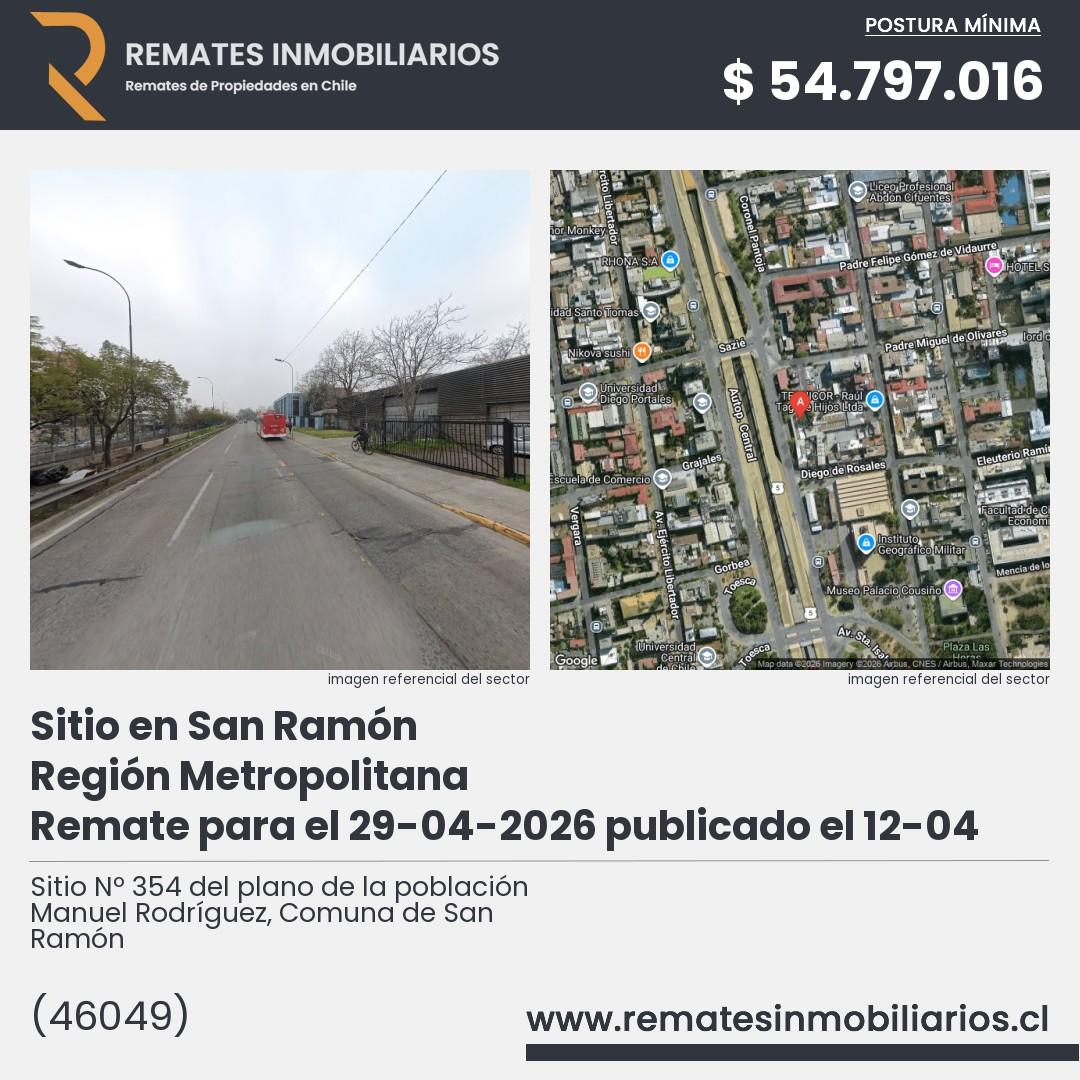 Imagen ficha Sitio Nº 354 del plano de la población Manuel Rodríguez, Comuna de San Ramón