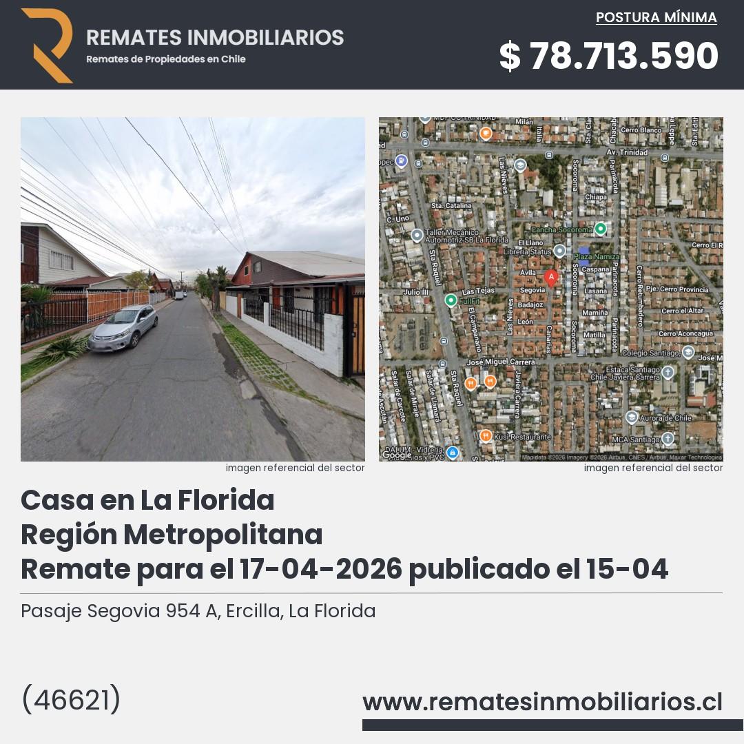 Imagen ficha Pasaje Segovia 954 A, Ercilla, La Florida