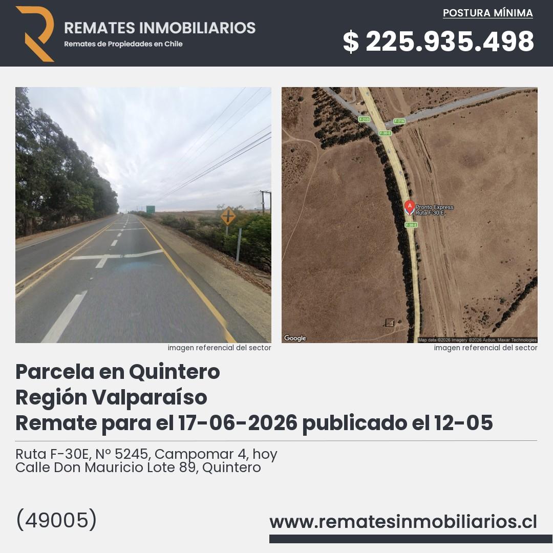 Imagen ficha Ruta F-30E, Nº 5245, Campomar 4, hoy Calle Don Mauricio Lote 89, Quintero