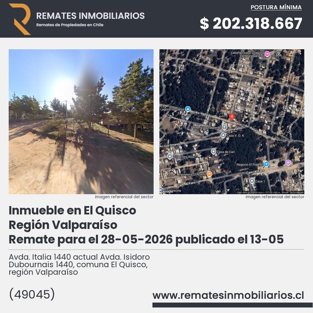 Imagen ficha Avda. Italia 1440 actual Avda. Isidoro Dubournais 1440, comuna El Quisco, región Valparaíso