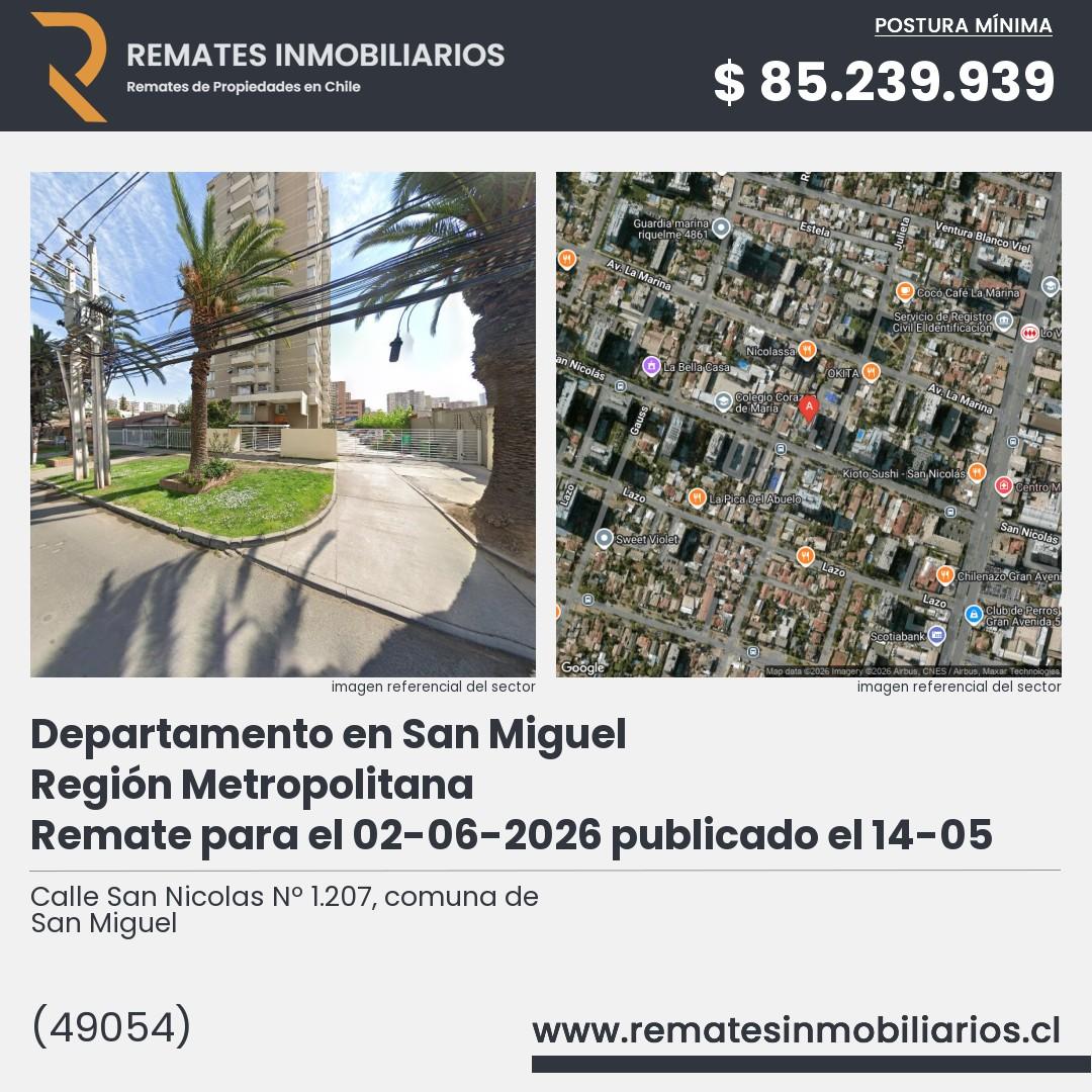 Imagen ficha Calle San Nicolas Nº 1.207, comuna de San Miguel