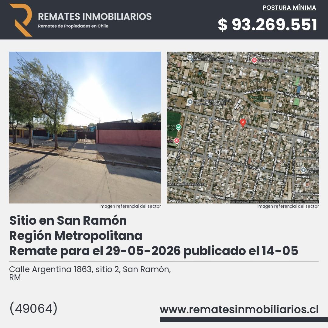 Imagen ficha Calle Argentina 1863, sitio 2, San Ramón, RM