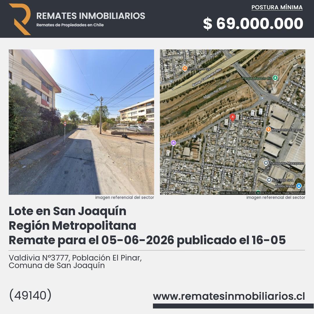 Imagen ficha Valdivia N°3777, Población El Pinar, Comuna de San Joaquín
