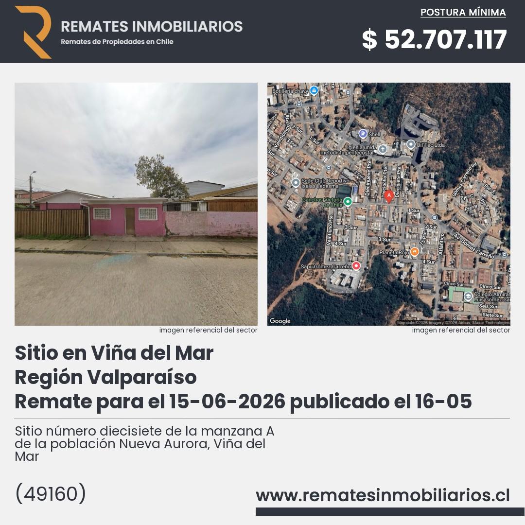 Imagen ficha Sitio número diecisiete de la manzana A de la población Nueva Aurora, Viña del Mar