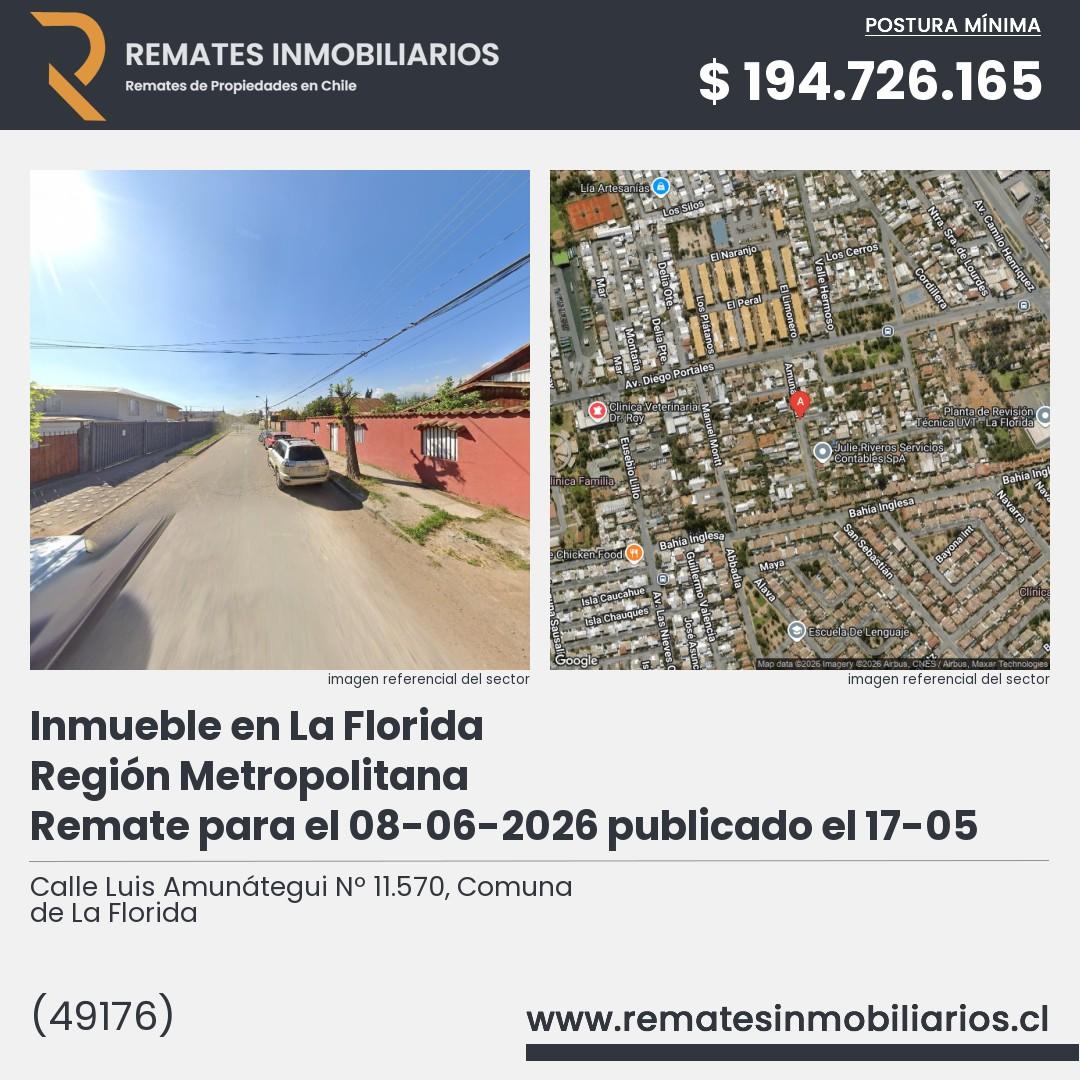 Imagen ficha Calle Luis Amunátegui Nº 11.570, Comuna de La Florida