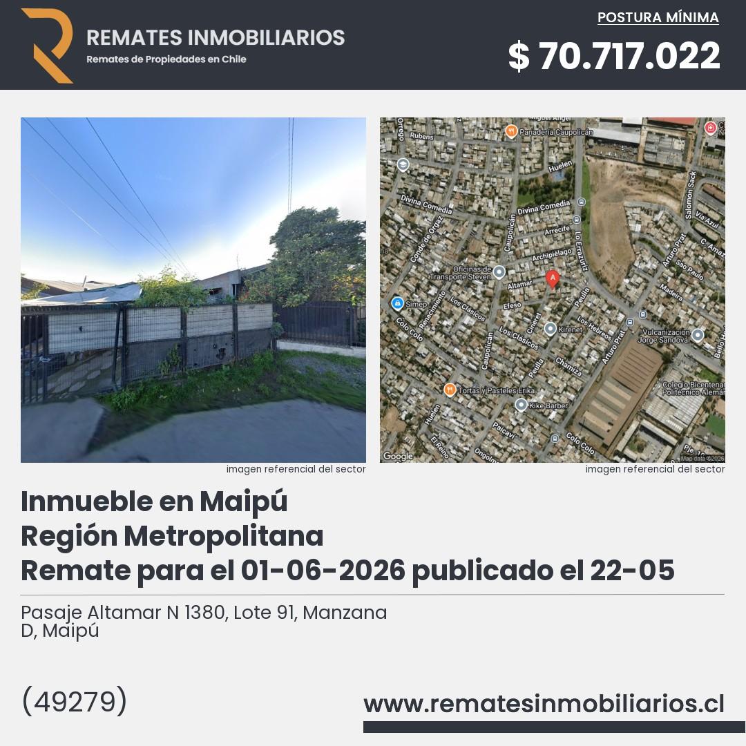 Imagen ficha Pasaje Altamar N 1380, Lote 91, Manzana D, Maipú