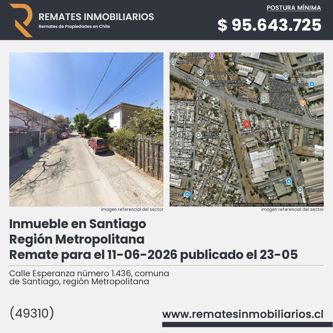 Imagen ficha Calle Esperanza número 1.436, comuna de Santiago, región Metropolitana