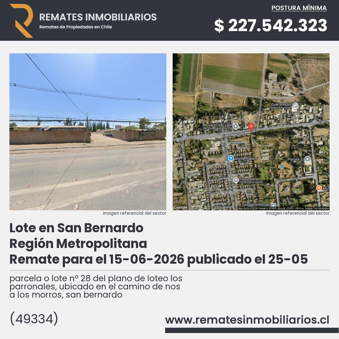 Imagen ficha parcela o lote nº 28 del plano de loteo los parronales, ubicado en el camino de nos a los morros, san bernardo