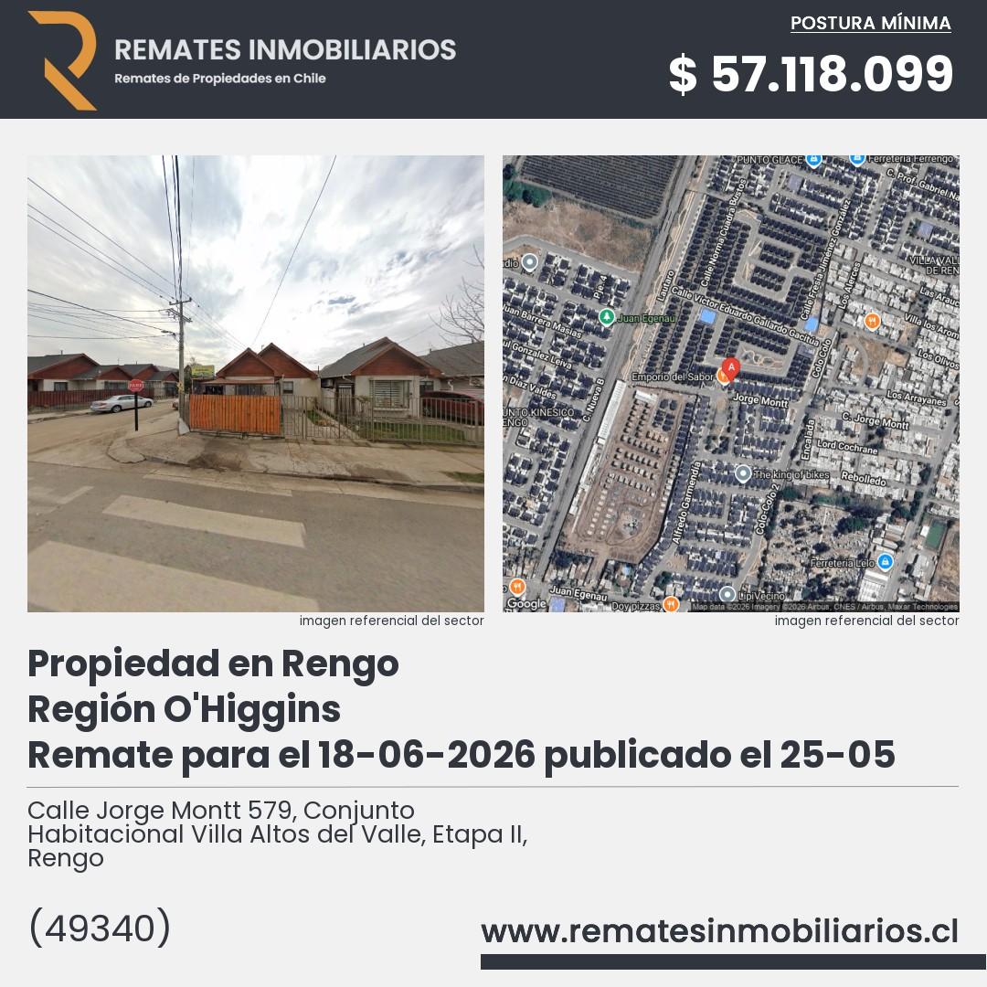 Imagen ficha Calle Jorge Montt 579, Conjunto Habitacional Villa Altos del Valle, Etapa II, Rengo