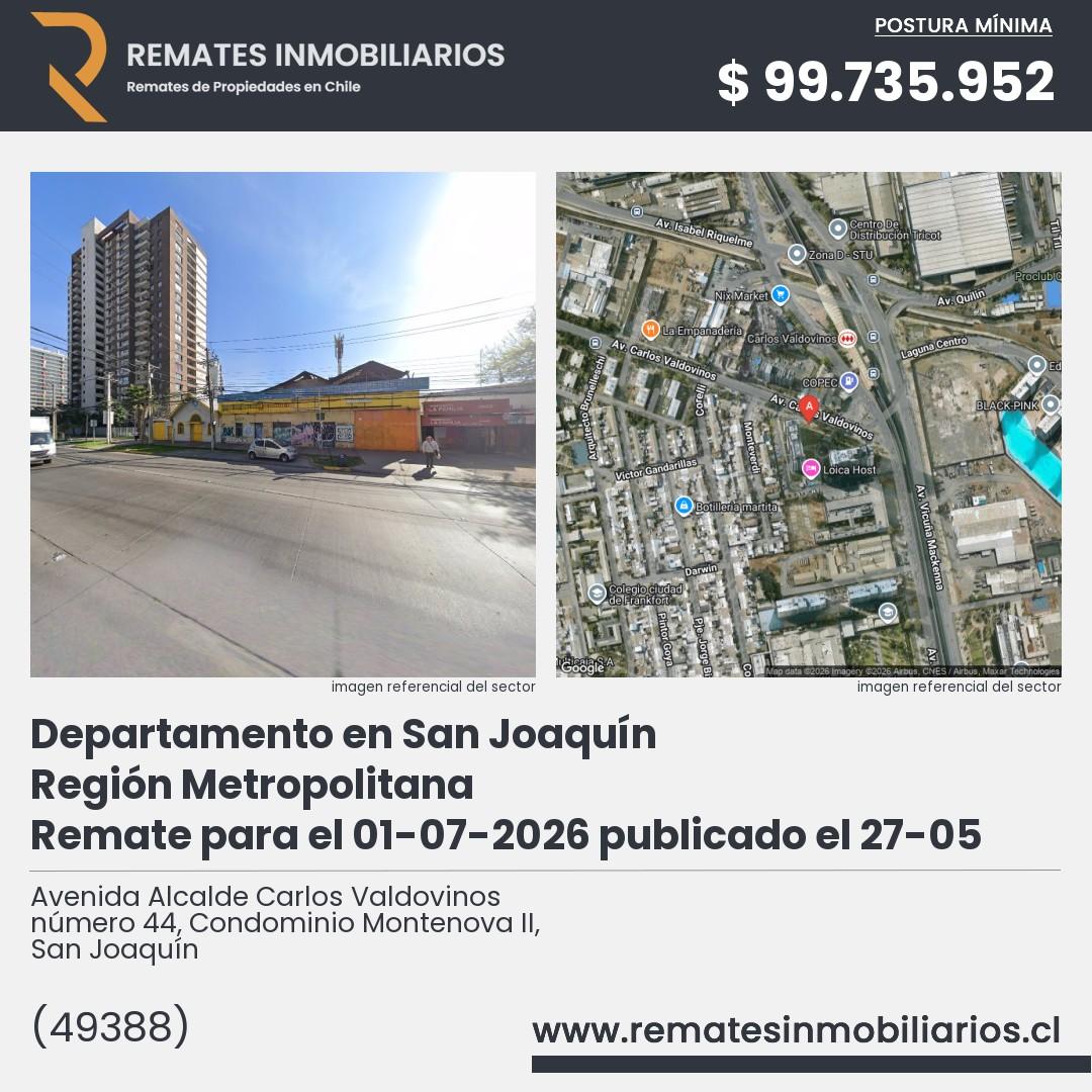 Imagen ficha Avenida Alcalde Carlos Valdovinos número 44, Condominio Montenova II, San Joaquín