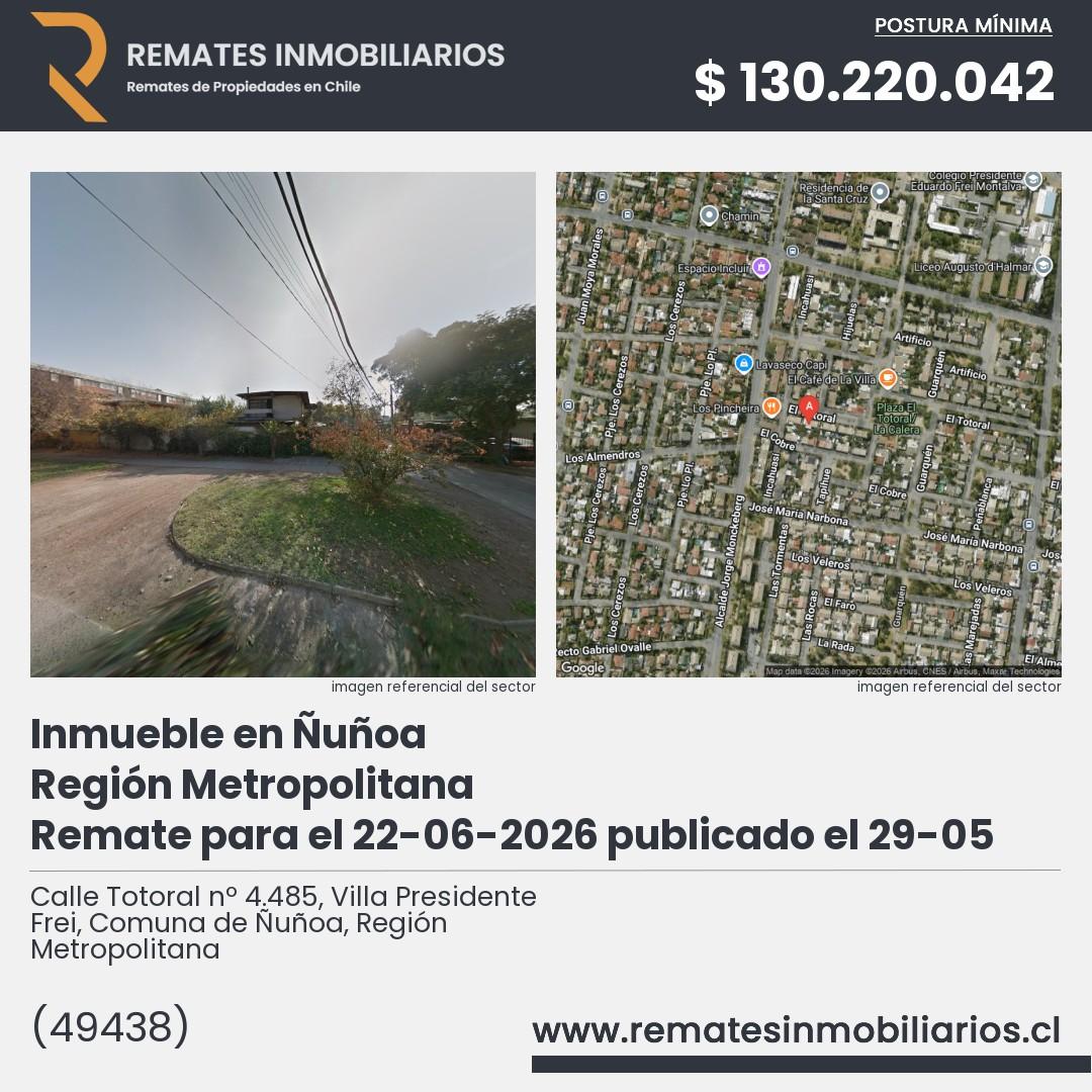 Imagen ficha Calle Totoral nº 4.485, Villa Presidente Frei, Comuna de Ñuñoa, Región Metropolitana