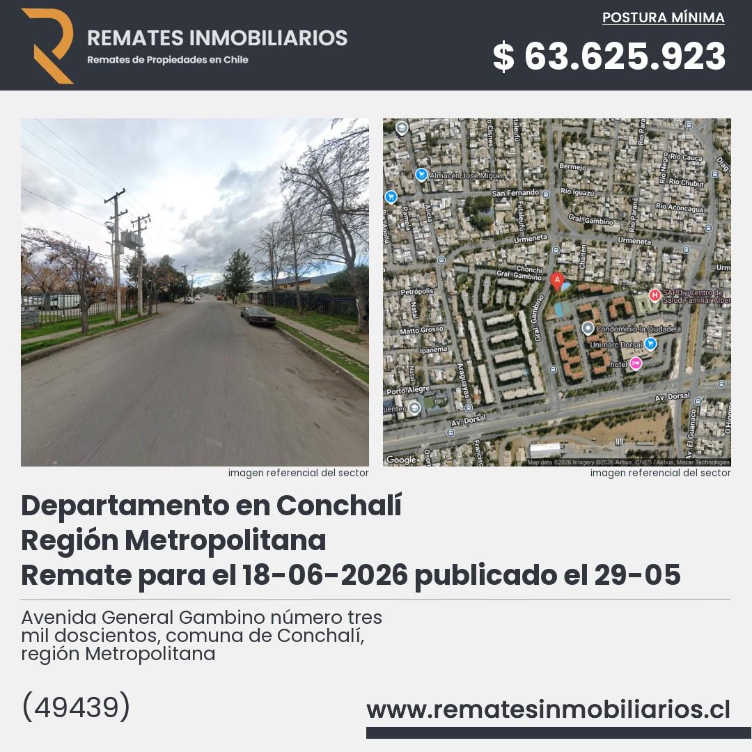 Imagen ficha Avenida General Gambino número tres mil doscientos, comuna de Conchalí, región Metropolitana