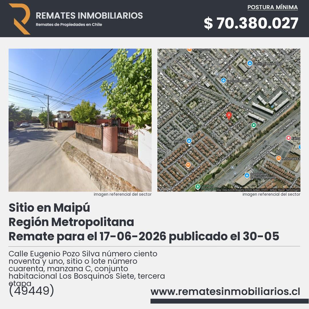 Imagen ficha Calle Eugenio Pozo Silva número ciento noventa y uno, sitio o lote número cuarenta, manzana C, conjunto habitacional Los Bosquinos Siete, tercera etapa